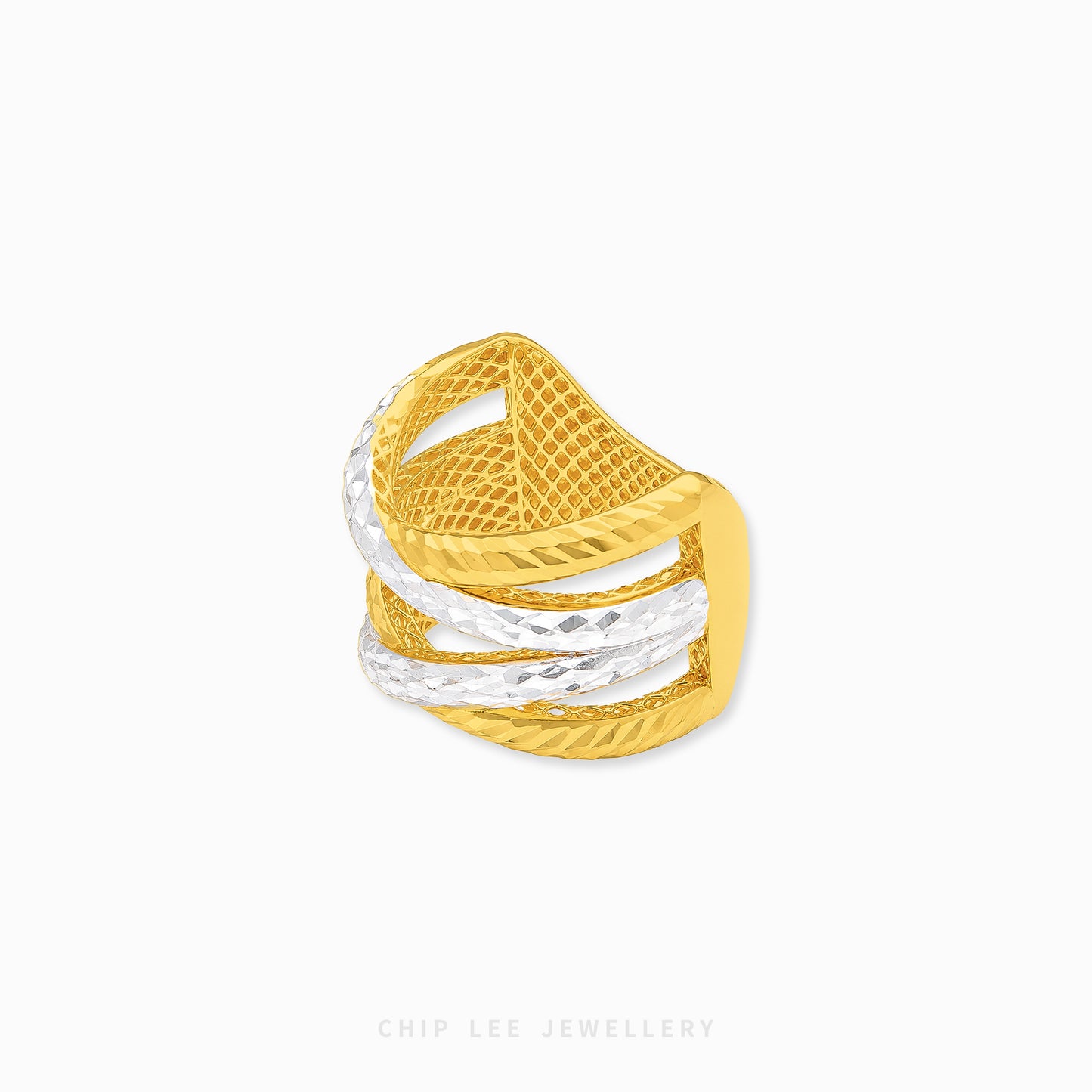 Duo Tone Helix Ring featuring a sleek twisted spiral design with a refined dual-tone finish