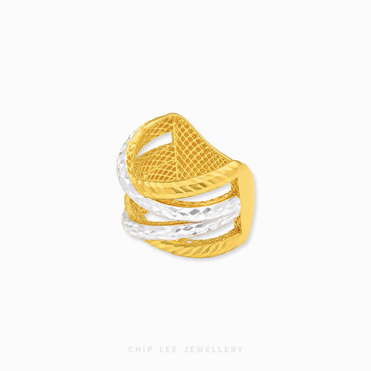 Duo Tone Helix Ring featuring a sleek twisted spiral design with a refined dual-tone finish