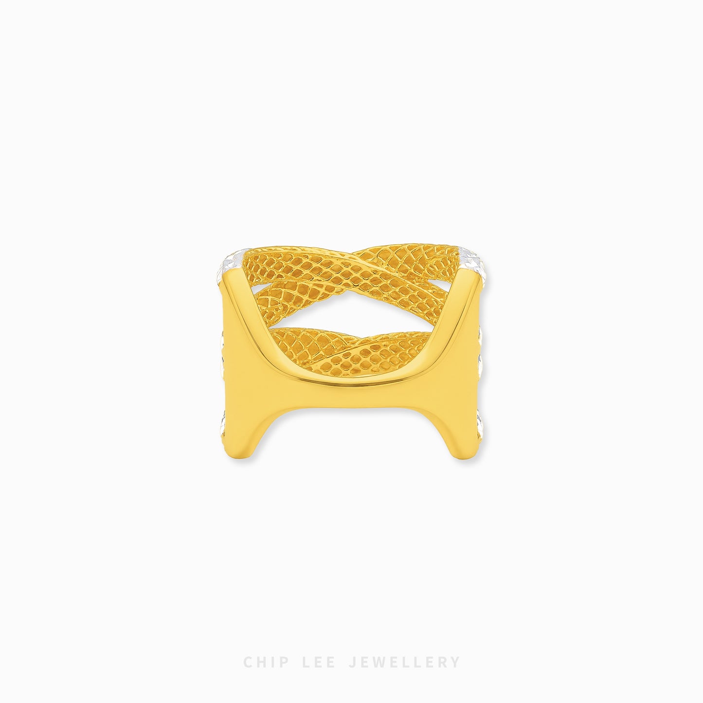 Duo Tone Helix Ring featuring a sleek twisted spiral design with a refined dual-tone finish