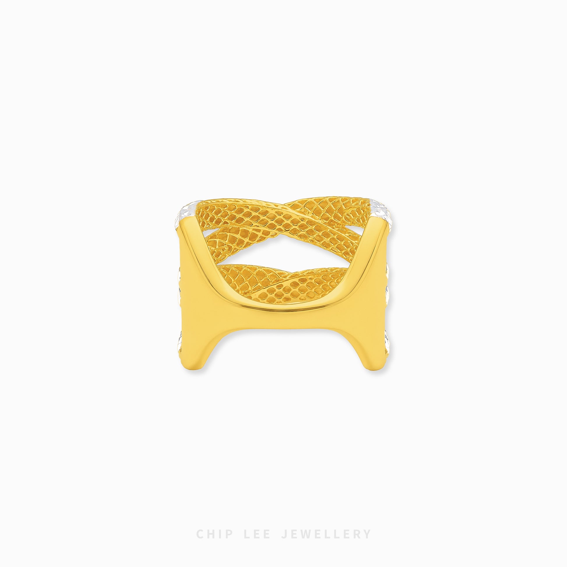 Duo Tone Helix Ring featuring a sleek twisted spiral design with a refined dual-tone finish