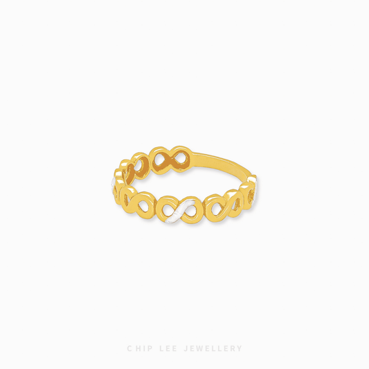Duo Tone Infinity Ring in 916 gold