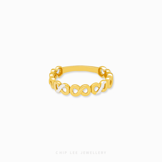 Duo Tone Infinity Ring in 916 gold