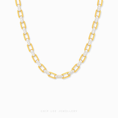 Mixed metal necklace with textured finish