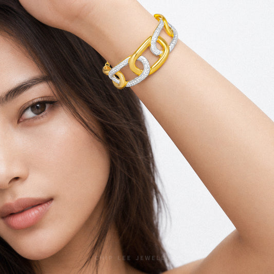Duo Tone Loop Cuff Statement Bangle