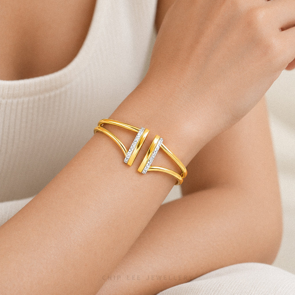 Duo Tone Parallel 916 Cuff Bangle
