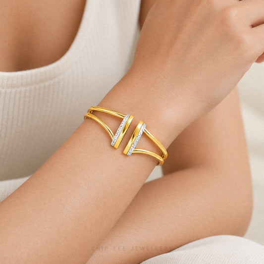 Duo Tone Parallel 916 Cuff Bangle