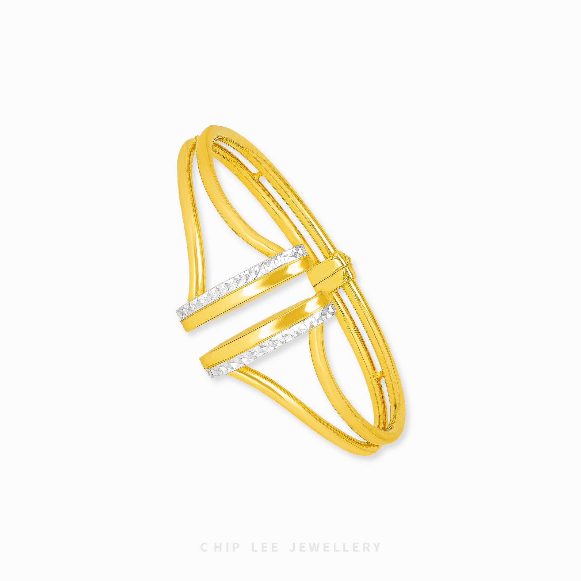 In Parallel Duo Duo Tone Parallel Cuff Bangle – Sculptural 916 Gold Design