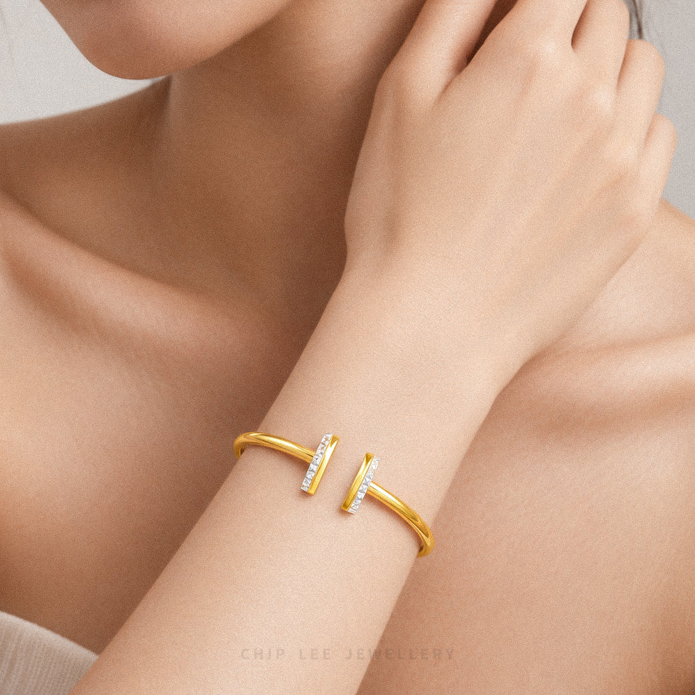 Duo Tone Parallel Cuff Bangle