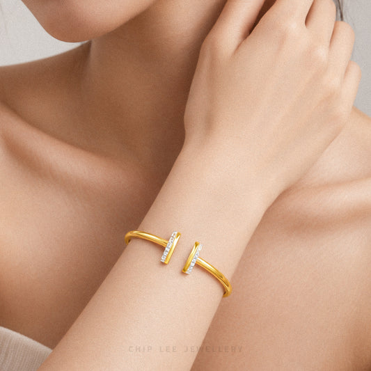 Duo Tone Parallel Cuff Bangle