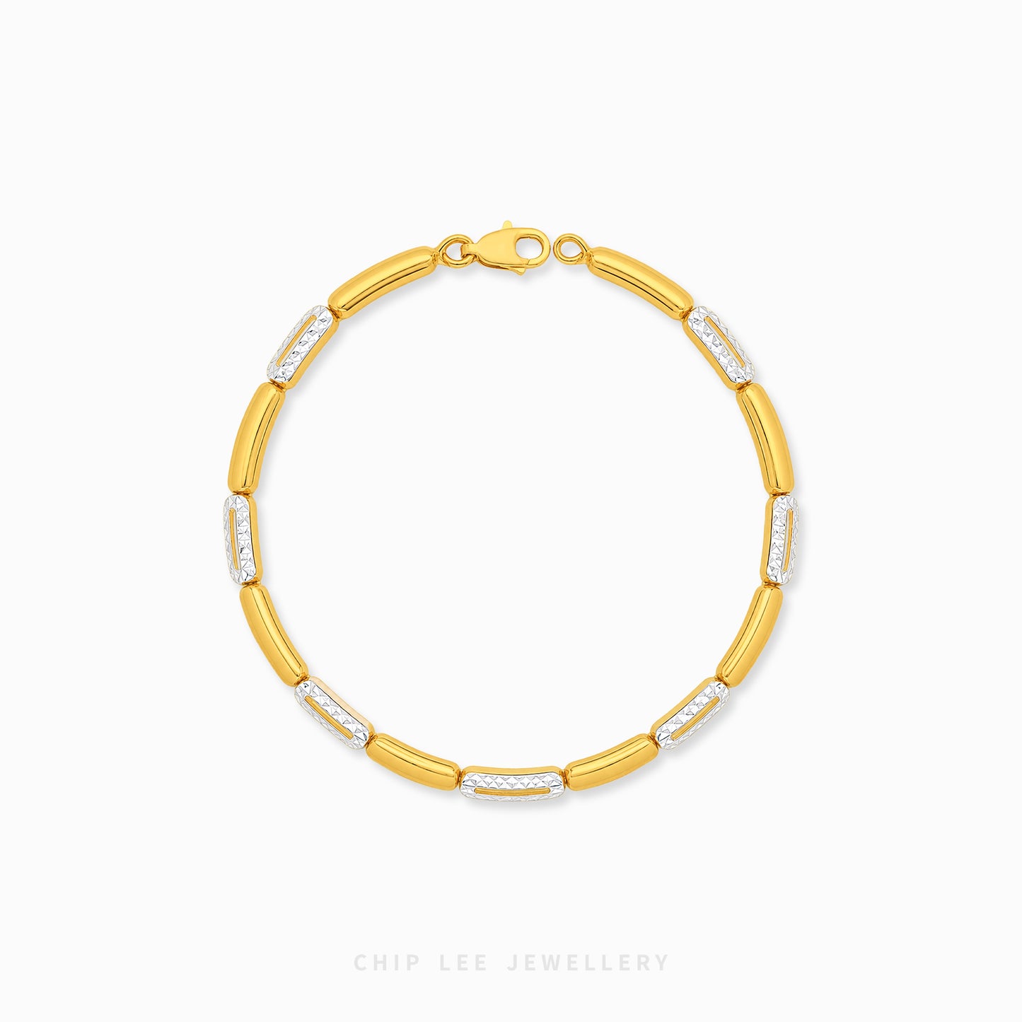 Duo Tone Pavé Bracelet with mixed metal finish