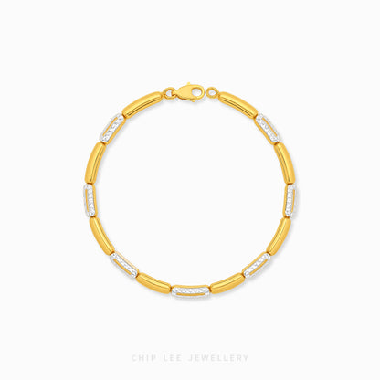 Duo Tone Pavé Bracelet with mixed metal finish