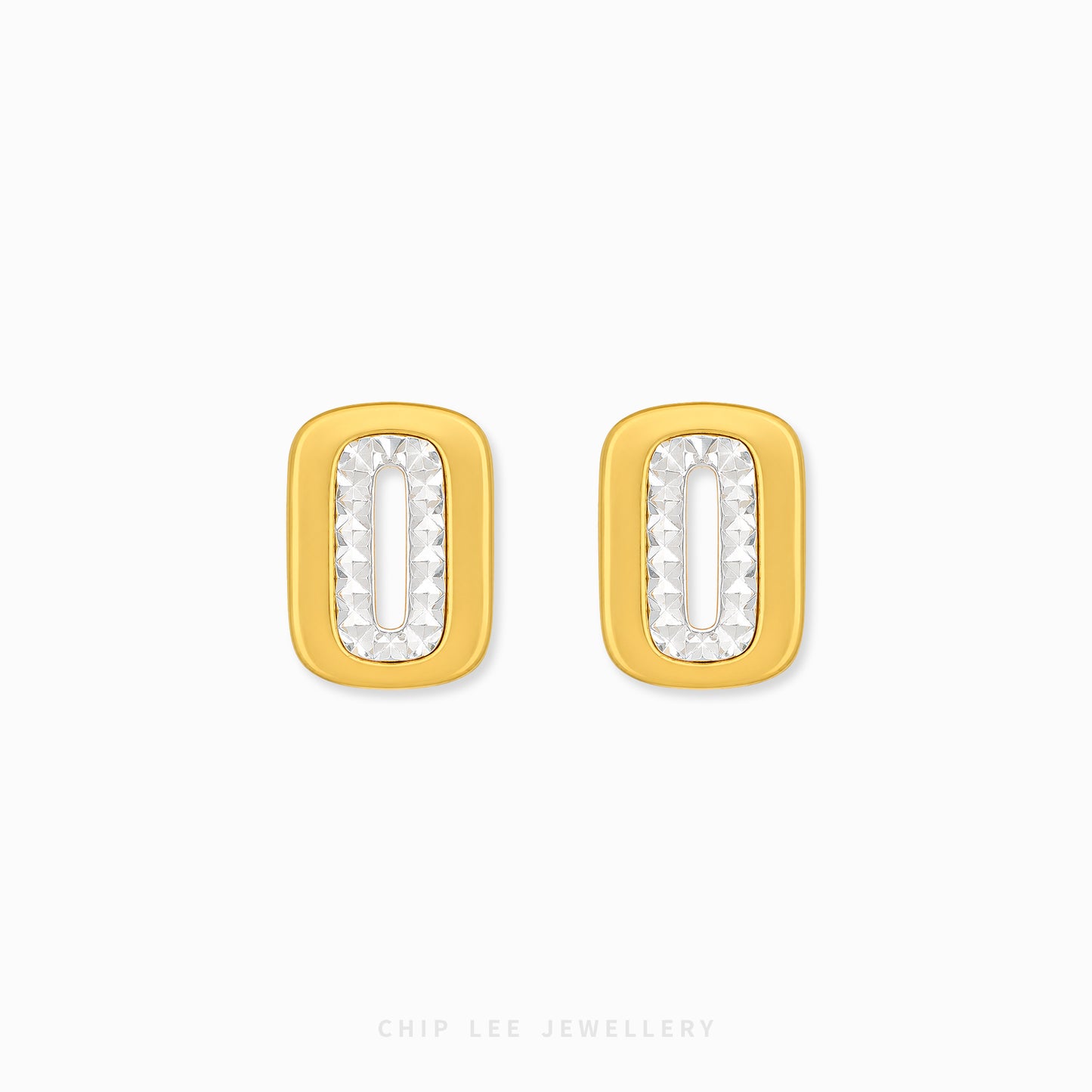 Duo Tone Pavé Earrings with sparkling two-tone finish