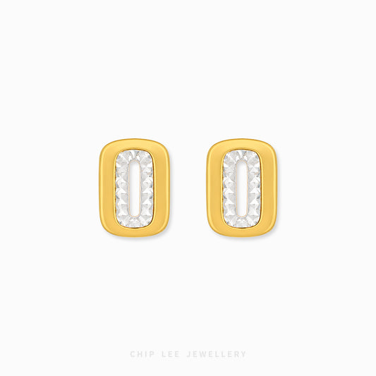 Duo Tone Pavé Earrings with sparkling two-tone finish