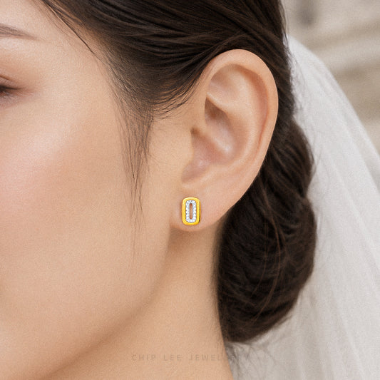 Duo Tone Pave Earrings