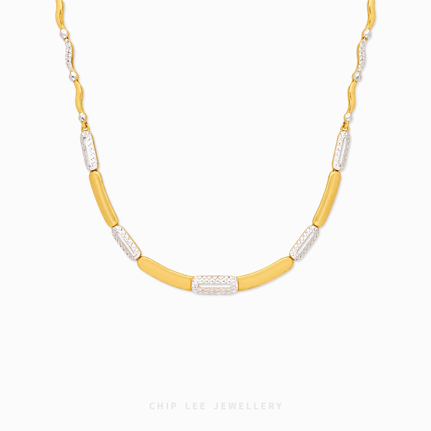 Duo Tone Pavé Necklace with mixed metal finish