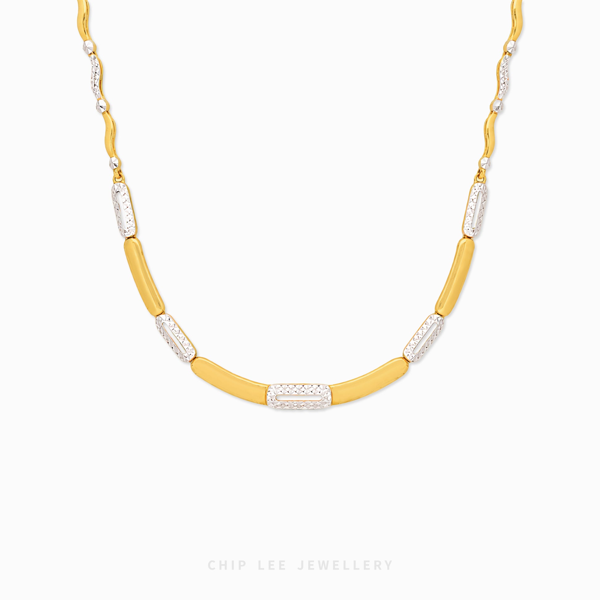 Duo Tone Pavé Necklace with mixed metal finish