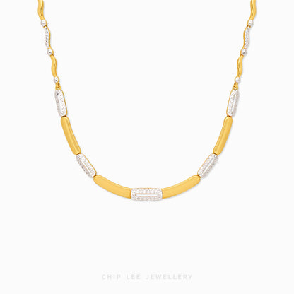 Duo Tone Pavé Necklace with mixed metal finish