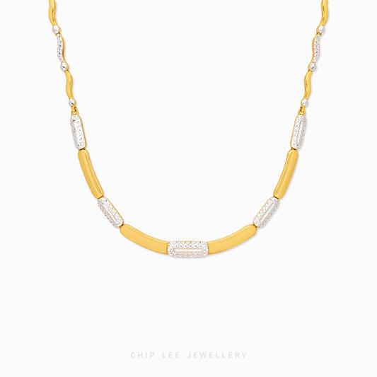 Duo Tone Pavé Necklace with mixed metal finish
