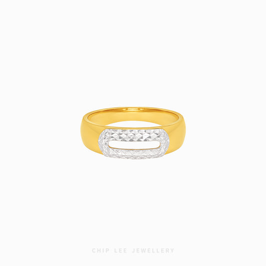 Modern duo tone statement ring for women