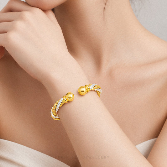 Duo Tone Spiral Cuff Bangle