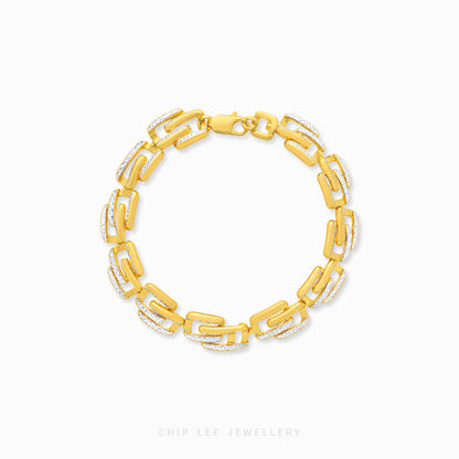 916 gold duo tone square link bracelet in 22K gold with modern geometric chain design