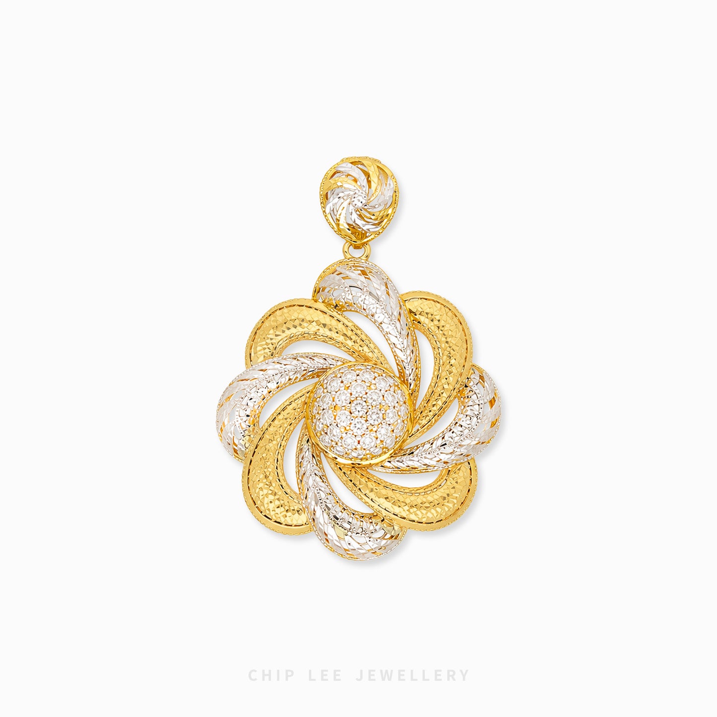 Duo Tone Statement Floral Pendant Necklace featuring a bold flower design with contrasting dual-tone detailing