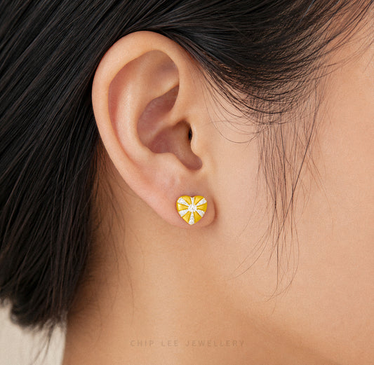 Duo Tone Sunburst Heart Earrings