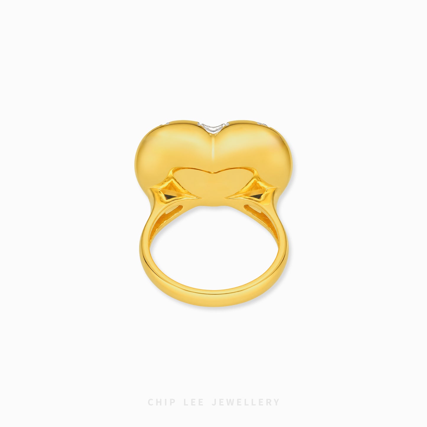 Duo Tone Sunburst Heart Ring in gold and silver finish