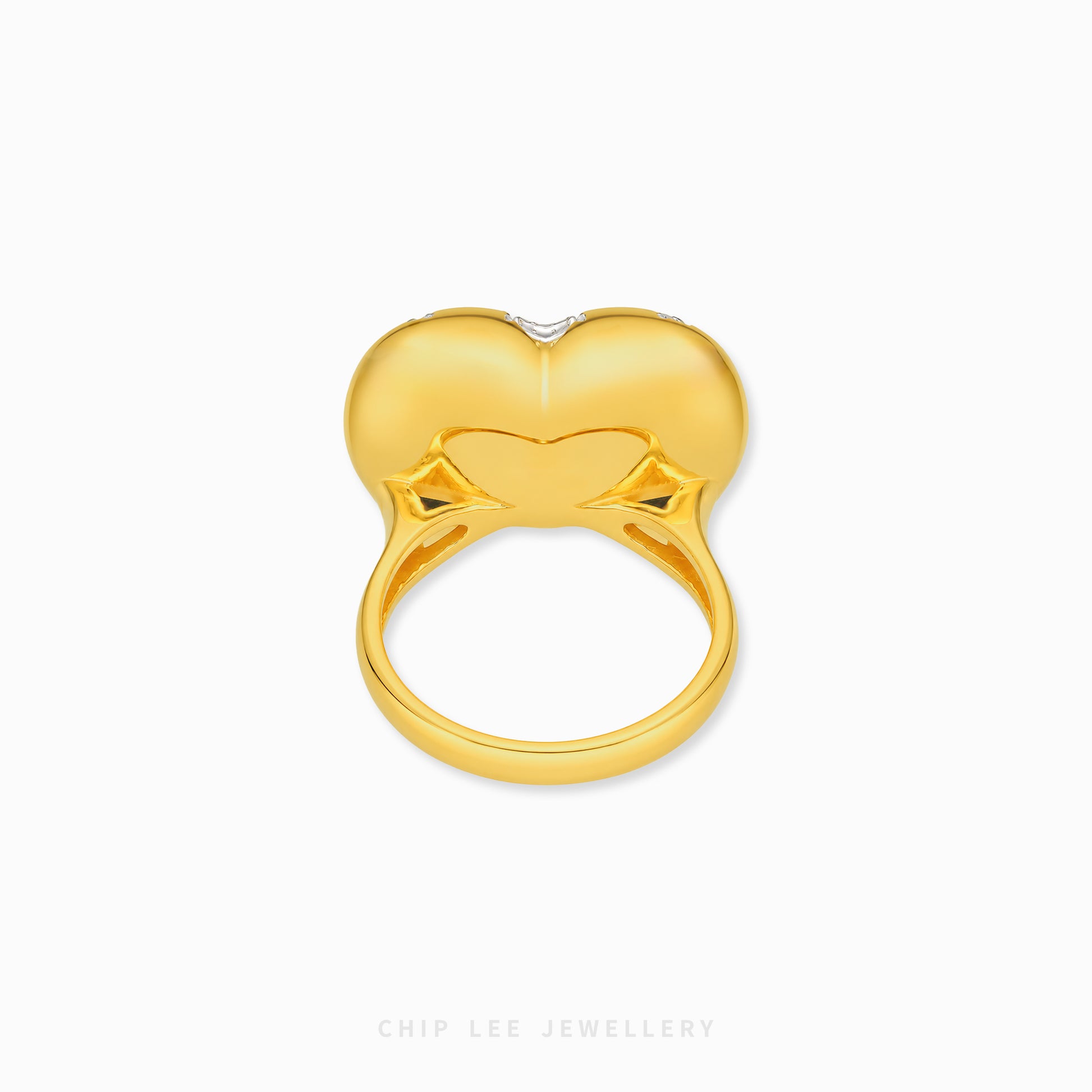 Duo Tone Sunburst Heart Ring in gold and silver finish