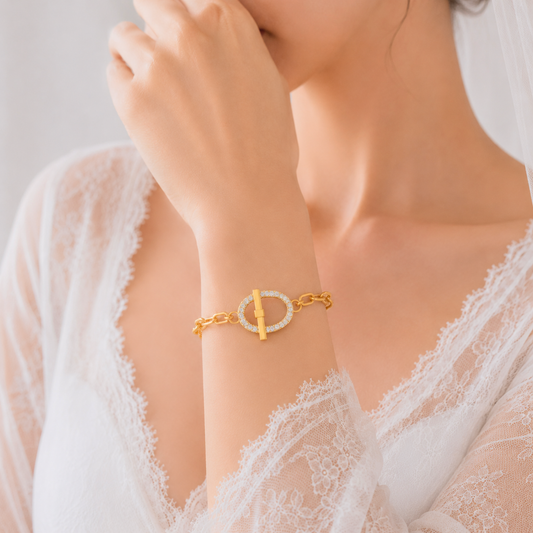 Duo Tone Toggle T-Bar Link Bracelet