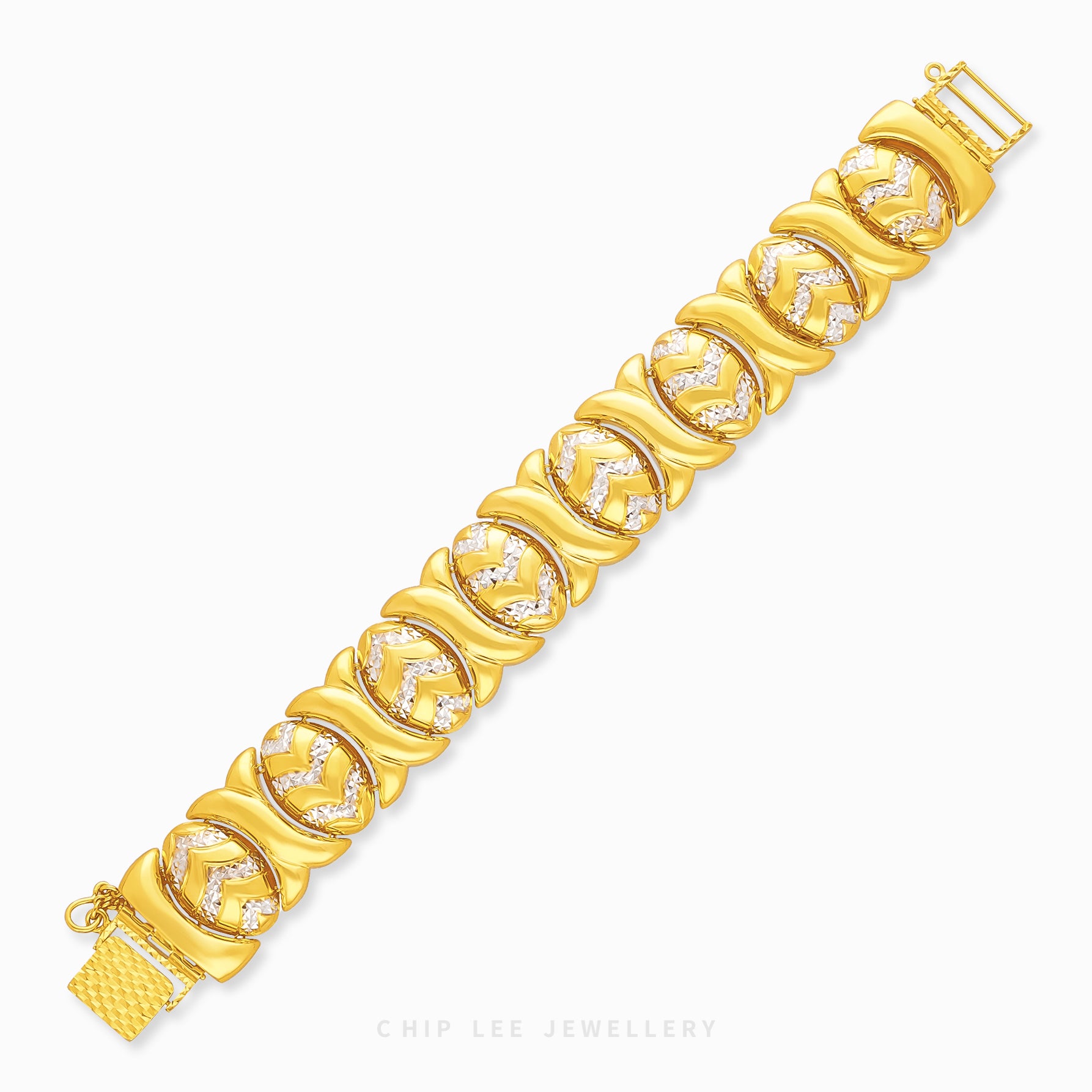 Duo Tone Turkey Design Bracelet 916 gold by Chip Lee Jewellery Singapore – dual-tone turkey-link chain for modern heritage elegance.