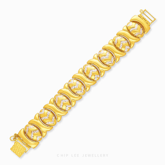 Duo Tone Turkey Design Bracelet 916 gold by Chip Lee Jewellery Singapore – dual-tone turkey-link chain for modern heritage elegance.