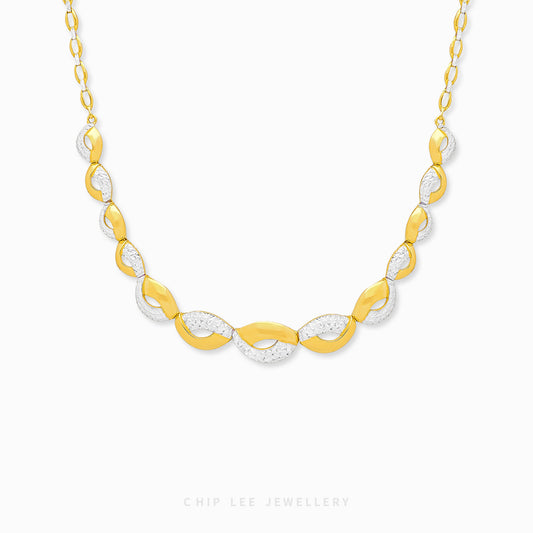 Chip Lee Duo Tone Turkey Necklace. Certified 916 Gold (22K) necklace with a vibrant two-tone contrast. Elegant Singapore jewellery design.