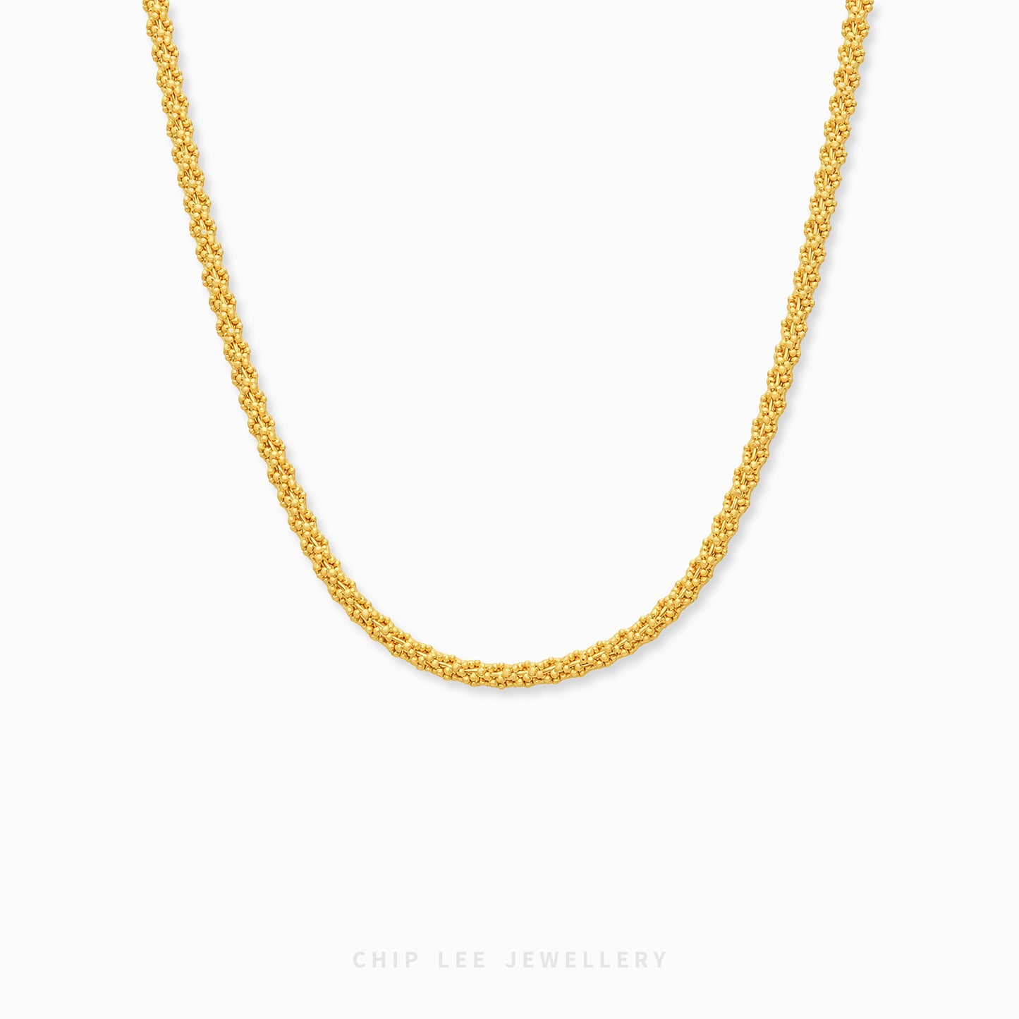 Elodie Necklace with closely woven links and rounded detailing by Chip Lee Jewellery