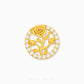 A circular gold rose charm by Chip Lee Jewellery, featuring a central gold rose and stem motif surrounded by a border of small clear pavé stones on a white background.