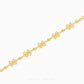 A delicate gold chain bracelet with repeating openwork flower motifs and small bead links, shown diagonally on a clean white background. The brand name 'CHIP LEE JEWELLERY' is printed at the bottom center.
