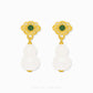 999 Pure Gold  Hu Lu ( 葫芦) Gourd He Tian Jade Dangling Earring