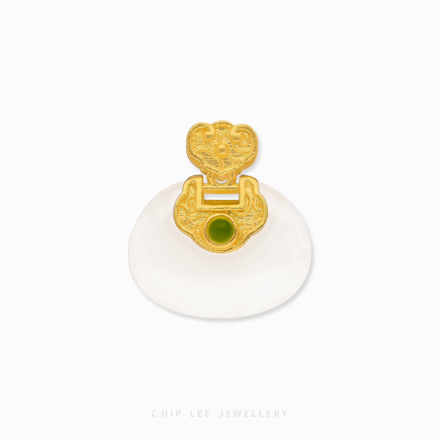 999 Pure Gold Fortune Lock He Tian Jade Pendant