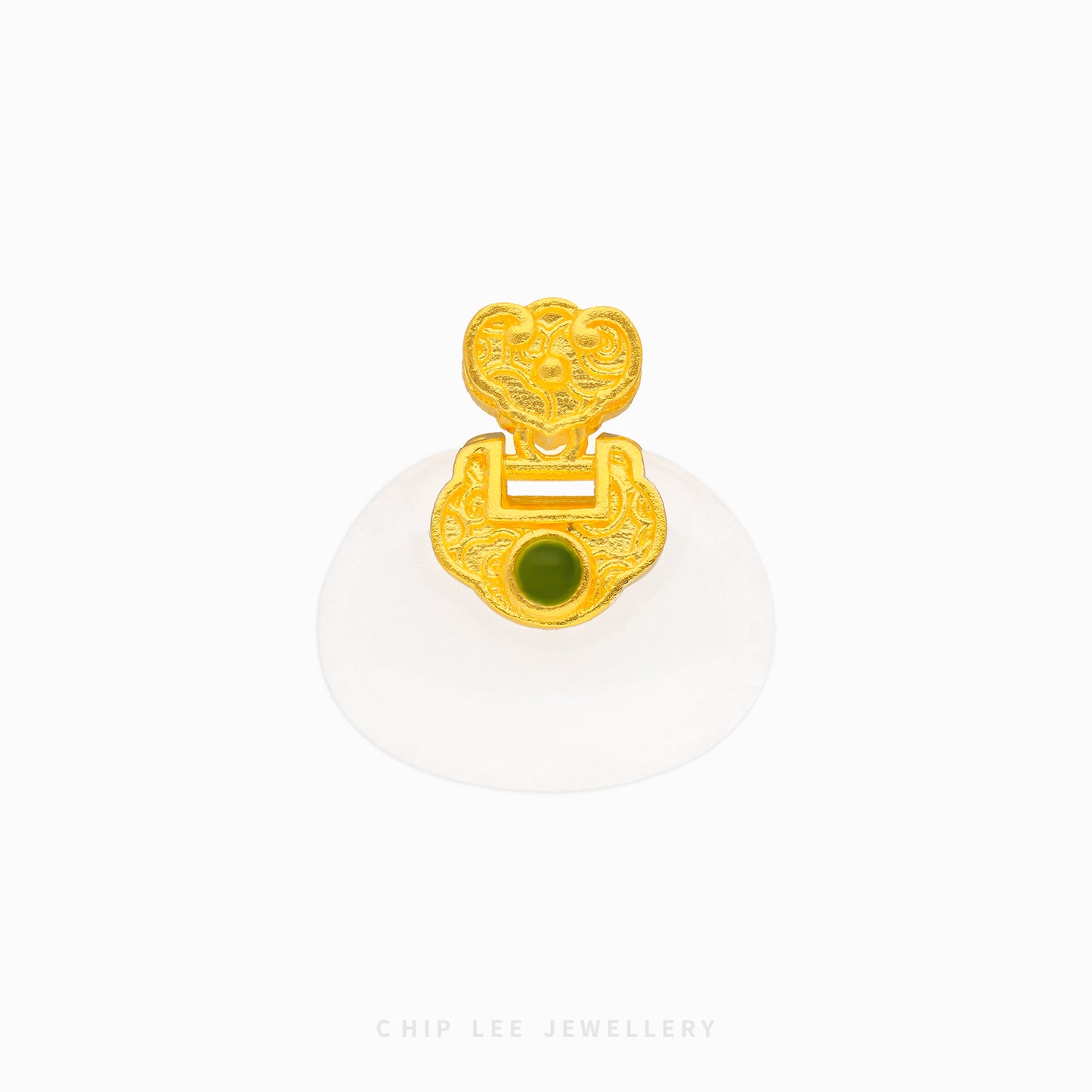 999 Pure Gold Fortune Lock He Tian Jade Pendant