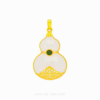 999 Pure Gold Hulu ( 葫芦) Gourd He Tian Jade Pendant