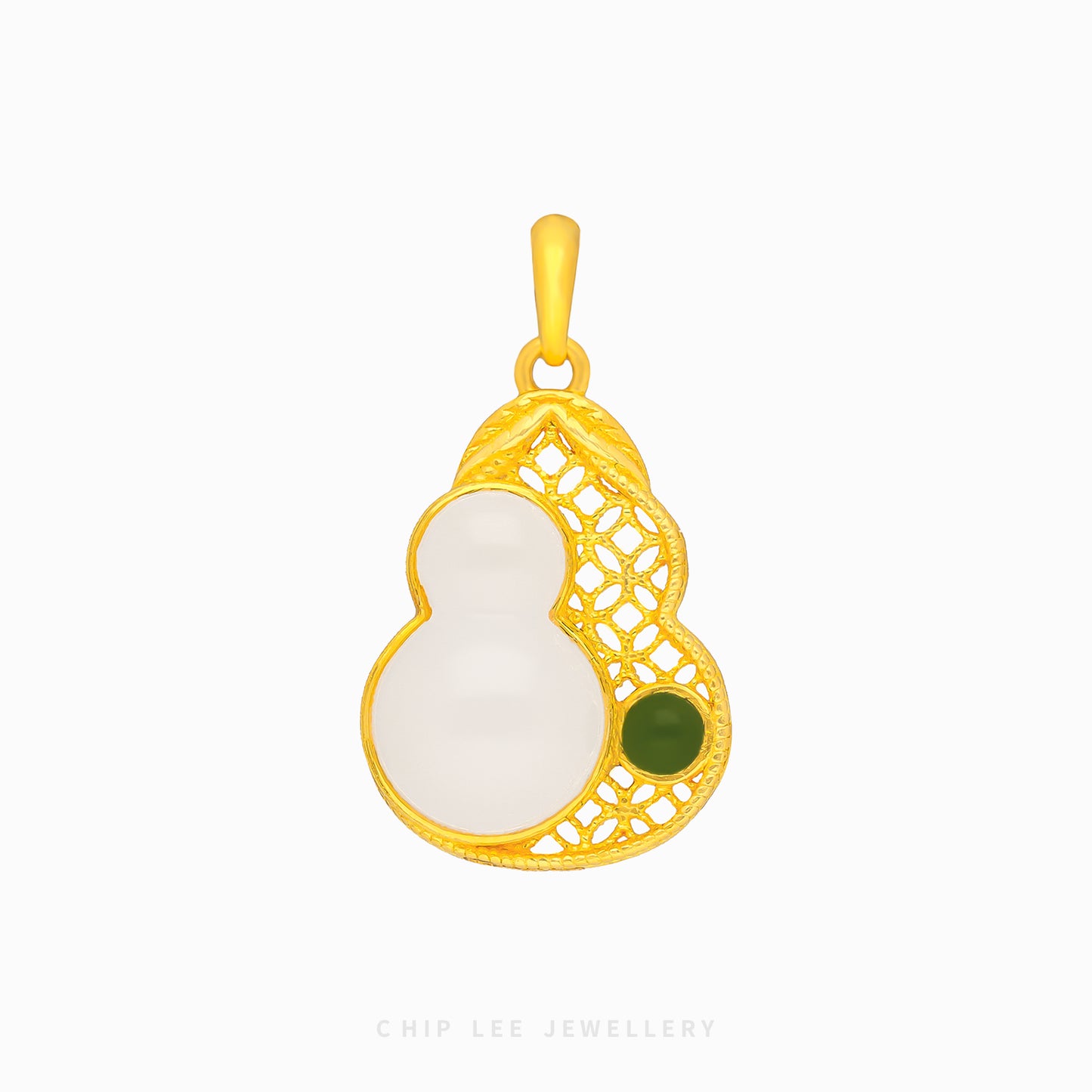 999 Pure Gold Hu Lu ( 葫芦) Gourd He Tian Jade Pendant