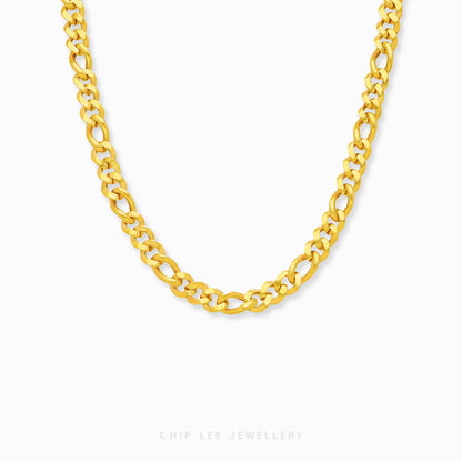 Figaro Chain Necklace with alternating short and long oval links in 916 gold by Chip Lee Jewellery Singapore