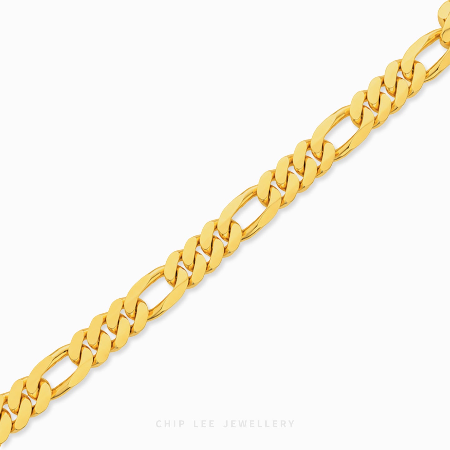 Luxury gold Monaco Figaro bracelet featuring oversized polished chain links with a bold statement jewelry design.