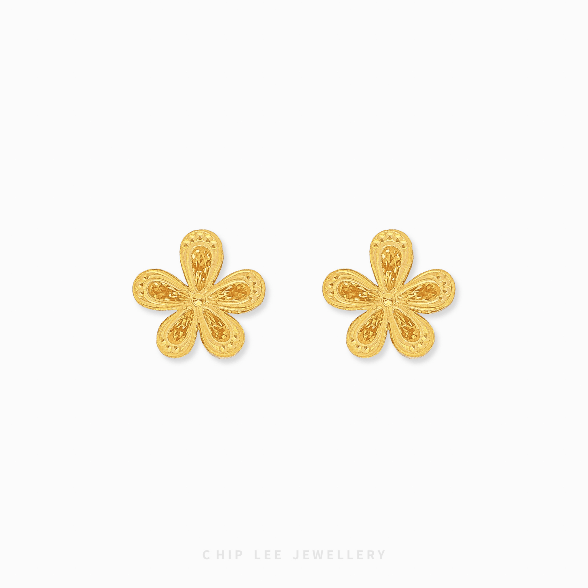 Flora Stud Earrings in 999 pure gold