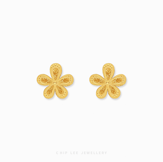 Flora Stud Earrings in 999 pure gold