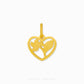 Gold heart-shaped pendant with cut-out design on a white background