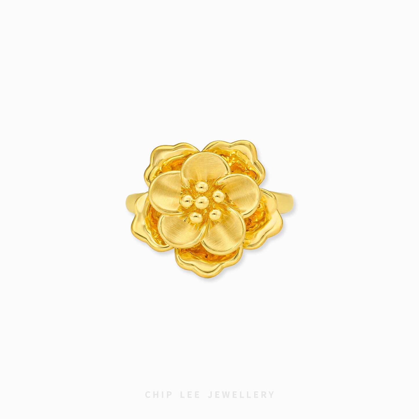 999 gold flower ring elegant feminine style