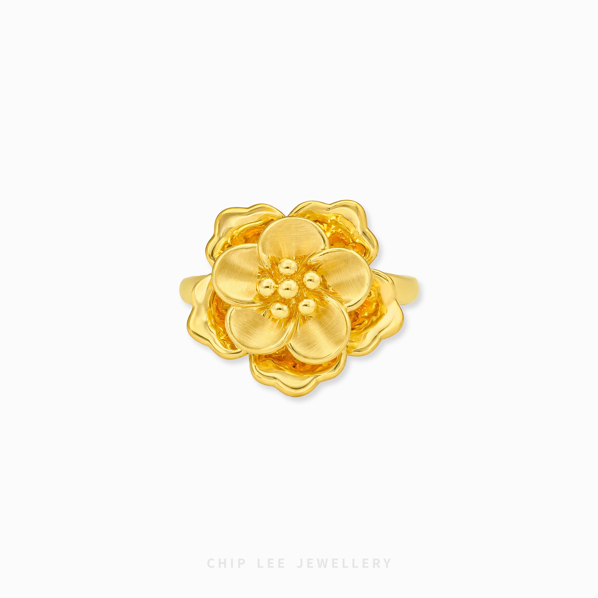 999 gold flower ring elegant feminine style