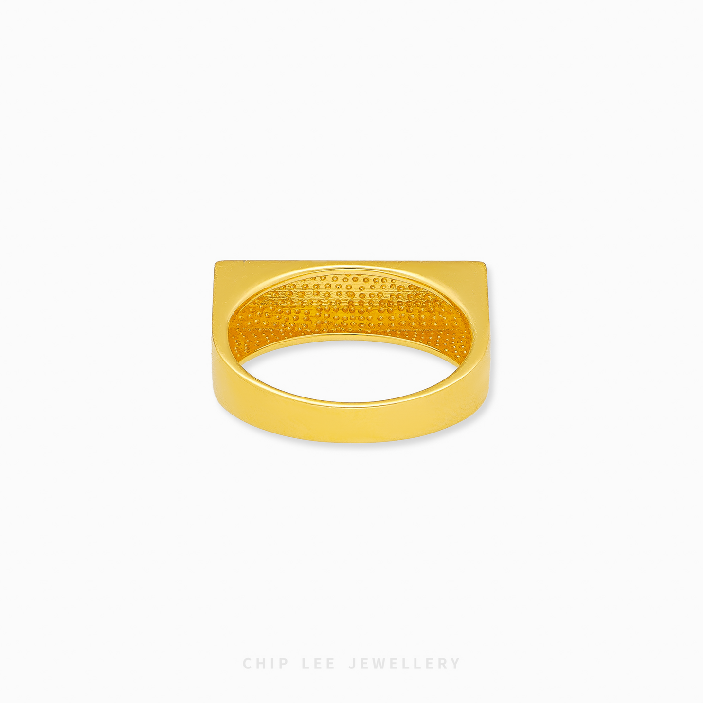 Gold bar ring with minimalist rectangular design in polished finish