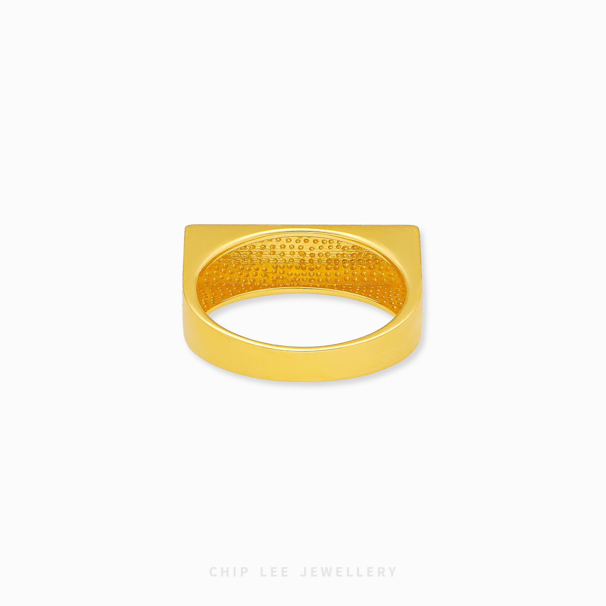 Gold bar ring with minimalist rectangular design in polished finish